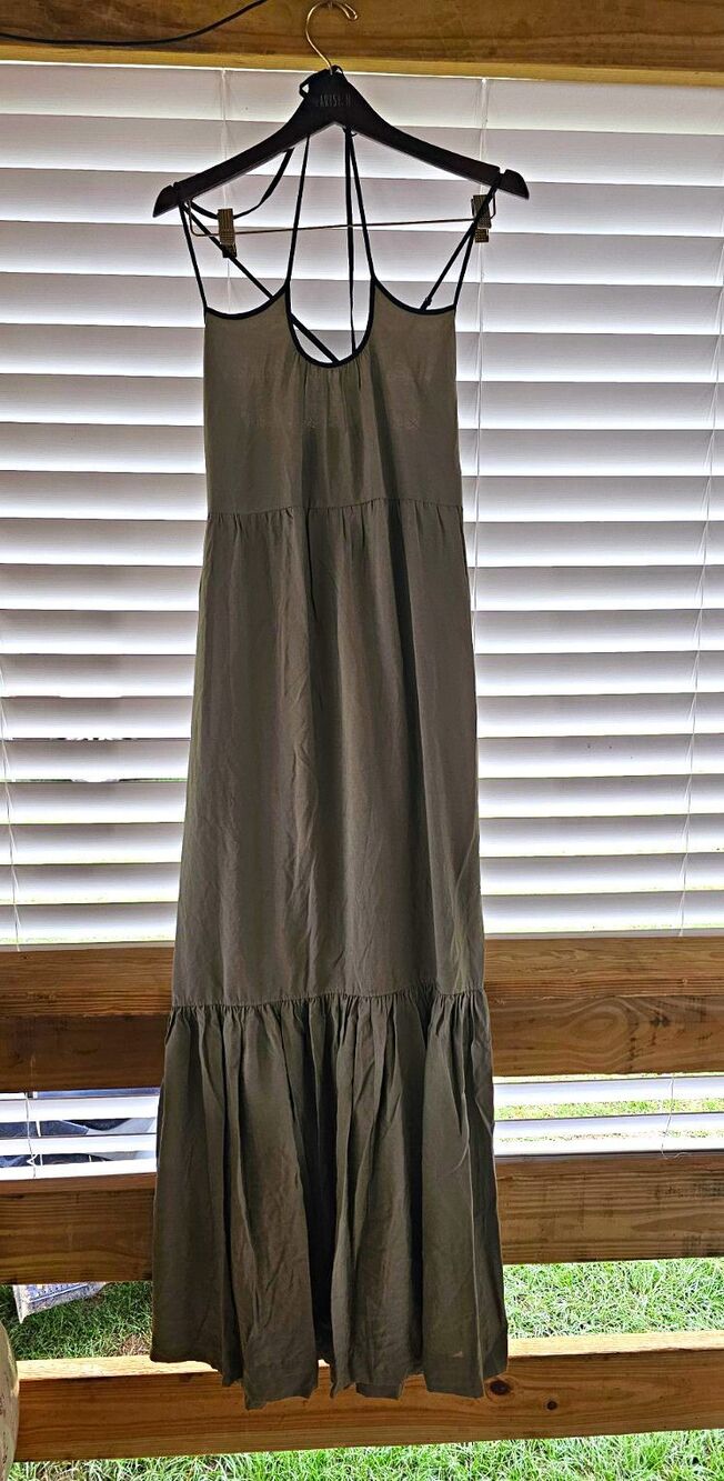 Jonathan Simkhai Green Solid Scoop Neck Strappy Sleeveless Maxi Dress Size S